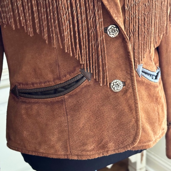 CRIPPLE CREEK Suede Fringe Jacket / Size 14 - Picture 6 of 9